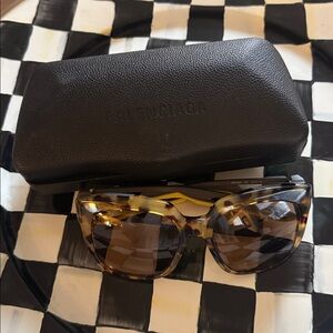Balenciaga Sunglasses 55mm Havana Grey Brown Yellow Unisex